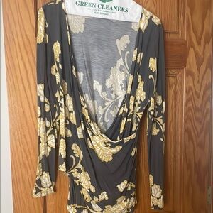 Floral Draped Long Sleeve Top